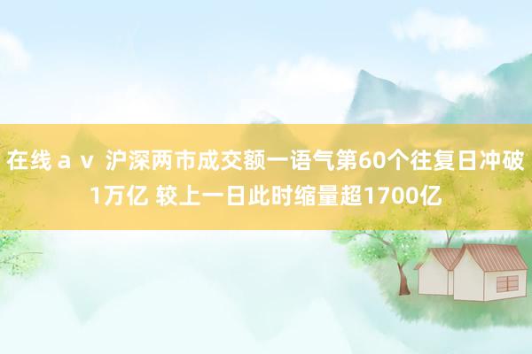 在线av 沪深两市成交额一语气第60个往复日冲破1万亿 较上一日此时缩量超1700亿