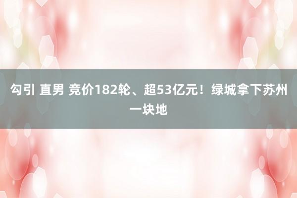 勾引 直男 竞价182轮、超53亿元！绿城拿下苏州一块地